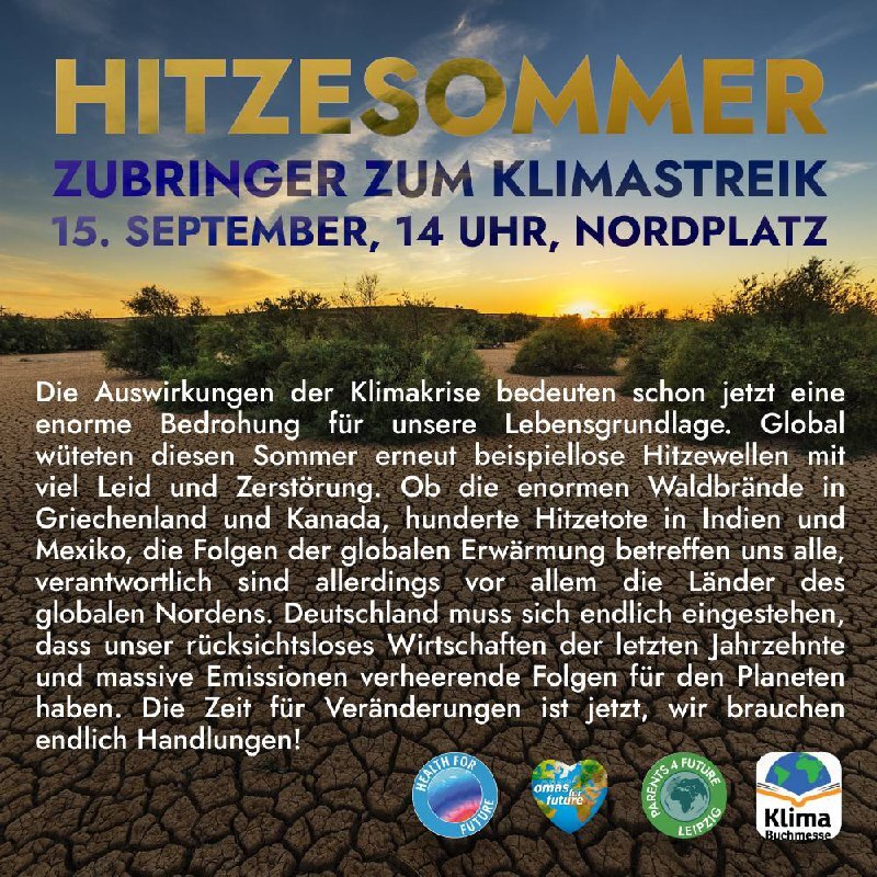 Du betrachtest gerade Hitzesommer – Zubringer zum Klimastreik 15.9, 14 Uhr Nordplatz